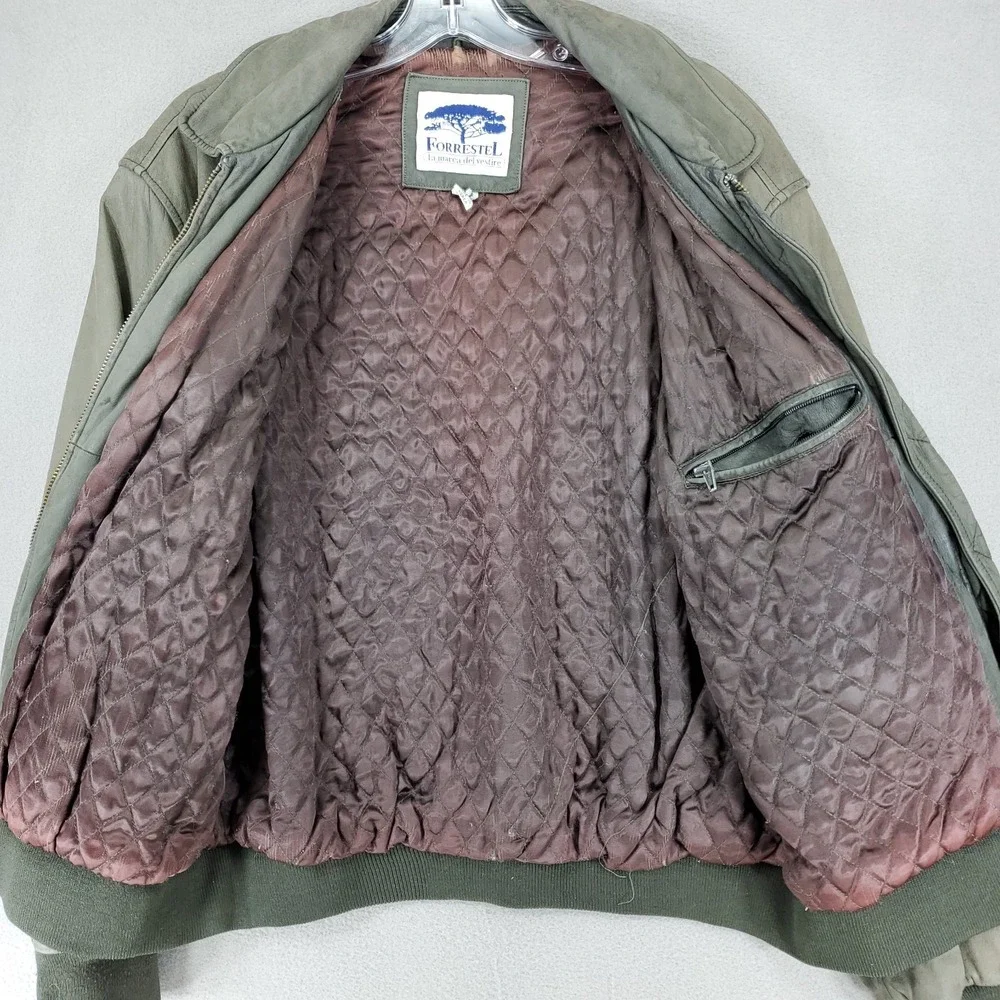 Vintage Forrestel Green Leather Bomber Jacket Size‎ M Naturally Distressed Lined